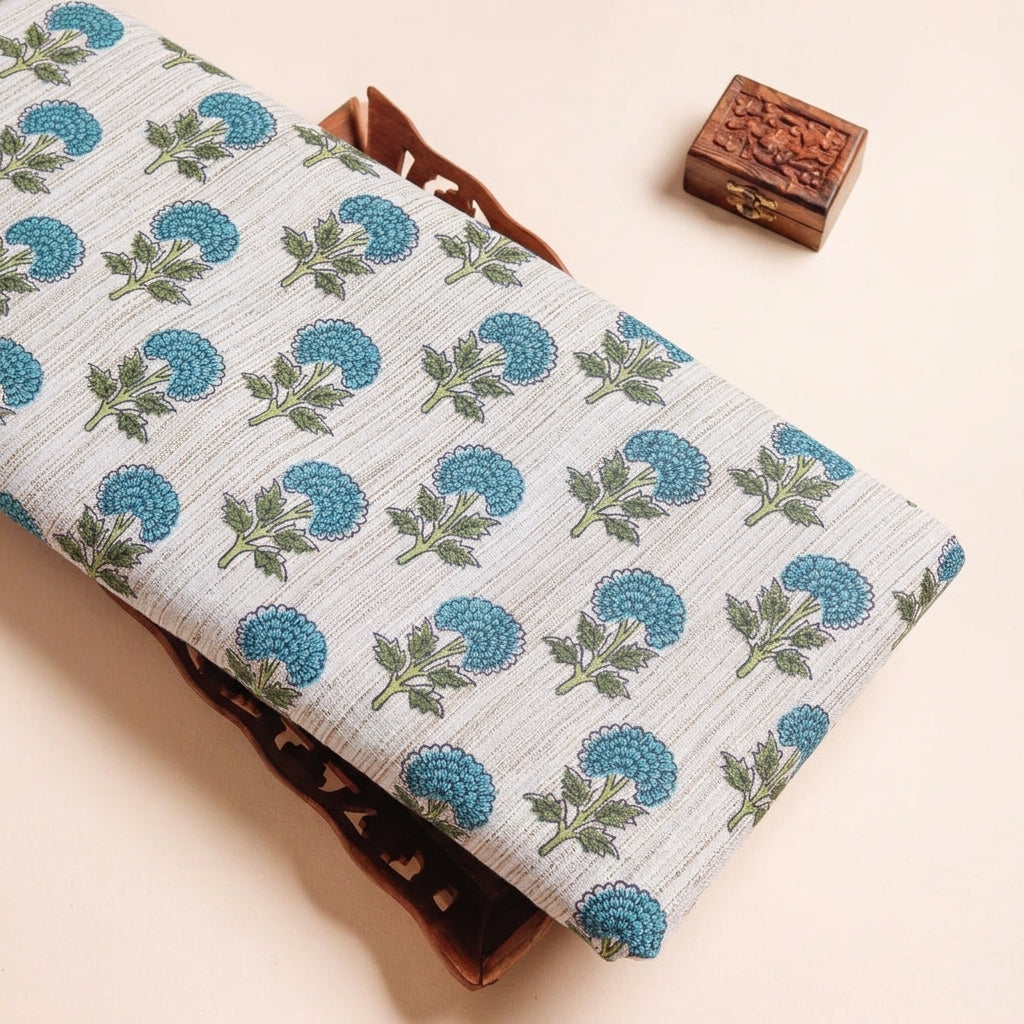 Floral Raw Silk Fabric