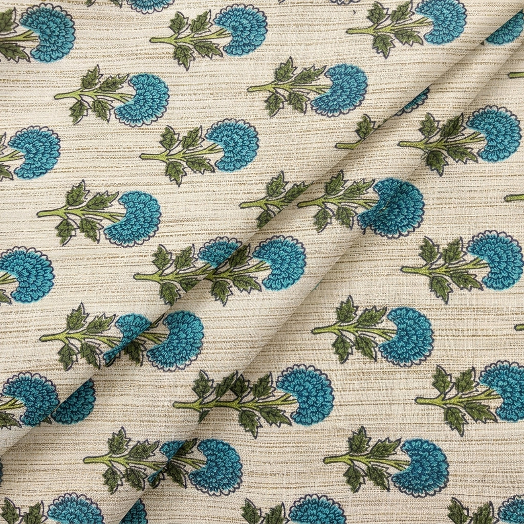 Floral Raw Silk Fabric