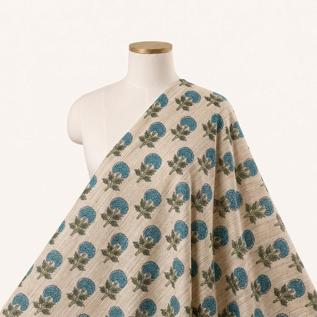 Floral Raw Silk Fabric