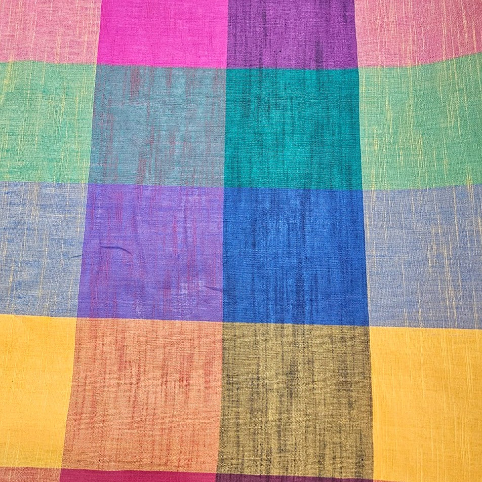 Multicolor Checked Cotton Fabric - EA4653 - EA4653 - Flat fabric