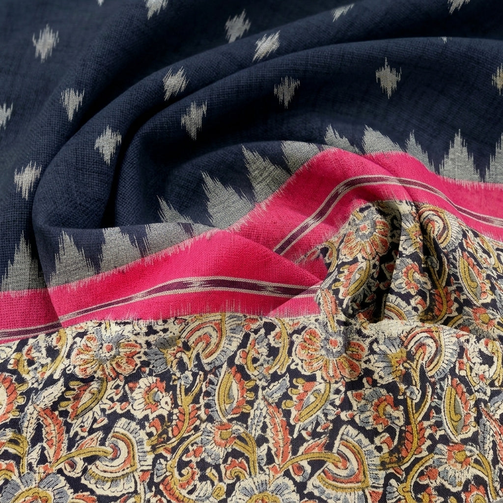 Black Ikat Cotton Fabric