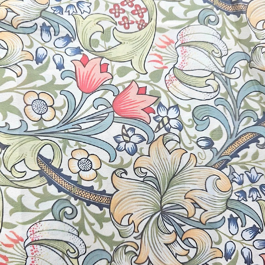Light Green Floral Satin Fabric - EA4717 - EA4717 - Flat fabric