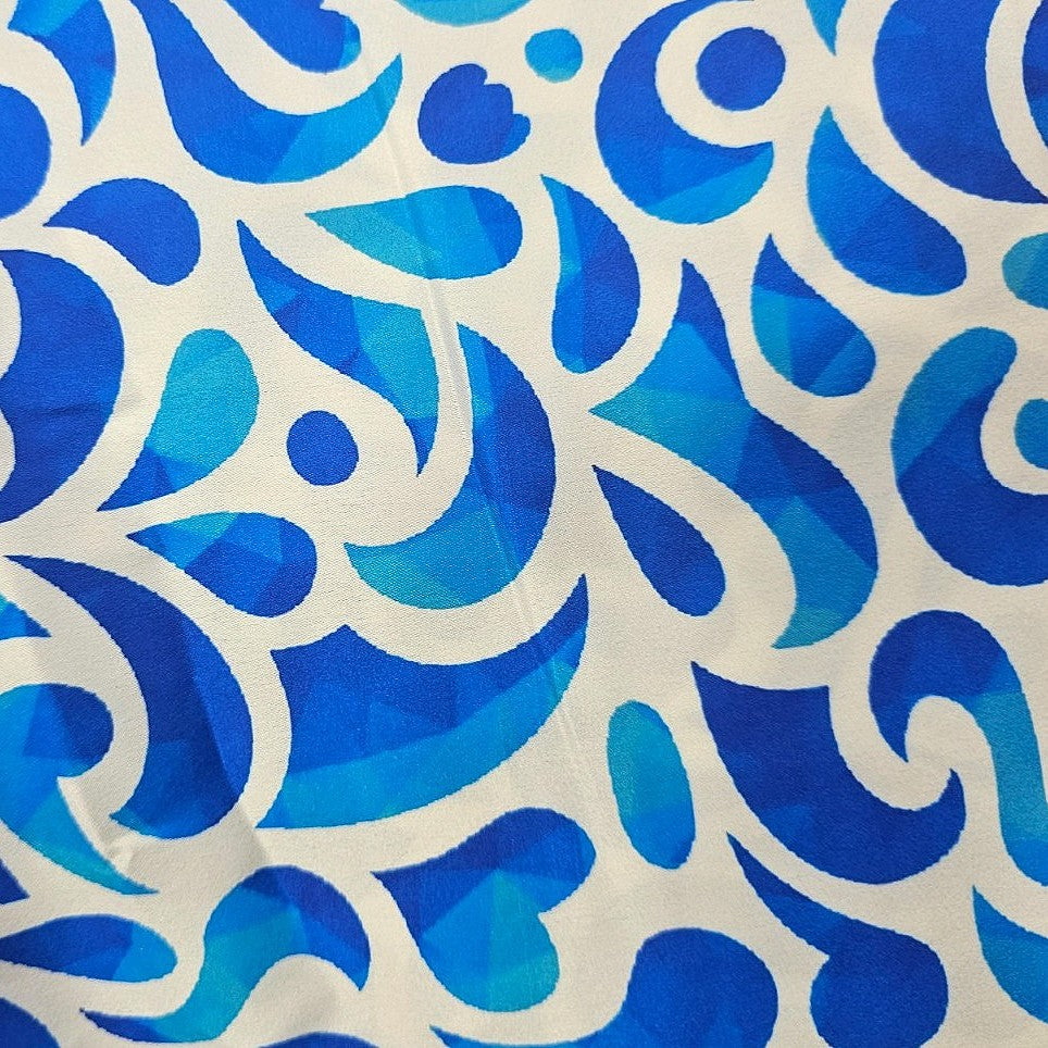 White Paisley Satin Fabric - EA4723 - EA4723 - Flat fabric