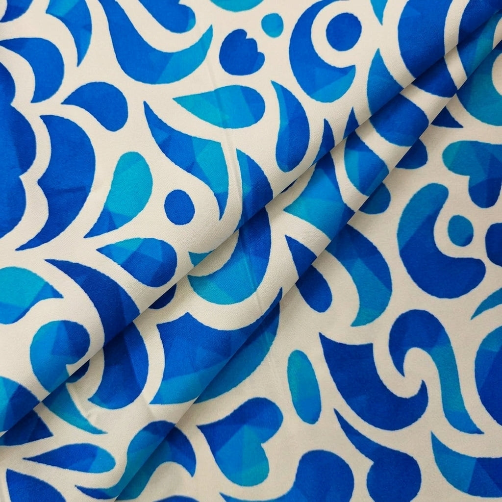 Folded Paisley White Paisley Satin Fabric