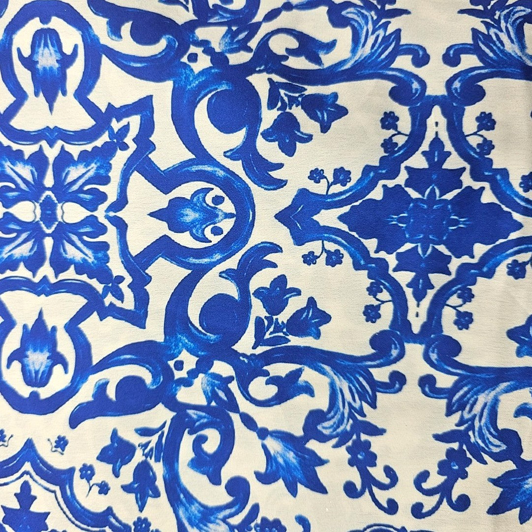 White Abstract Satin Fabric - EA4730 - EA4730 - Flat fabric