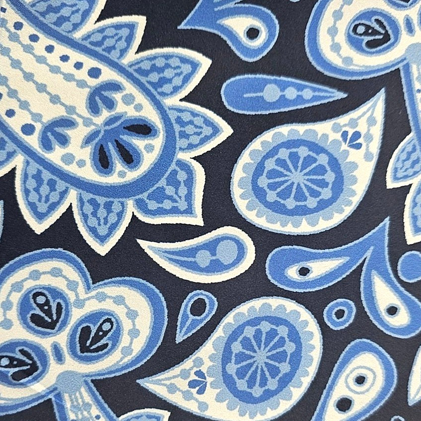 Dark Blue Paisley Satin Fabric - EA4732 - EA4732 - Flat fabric