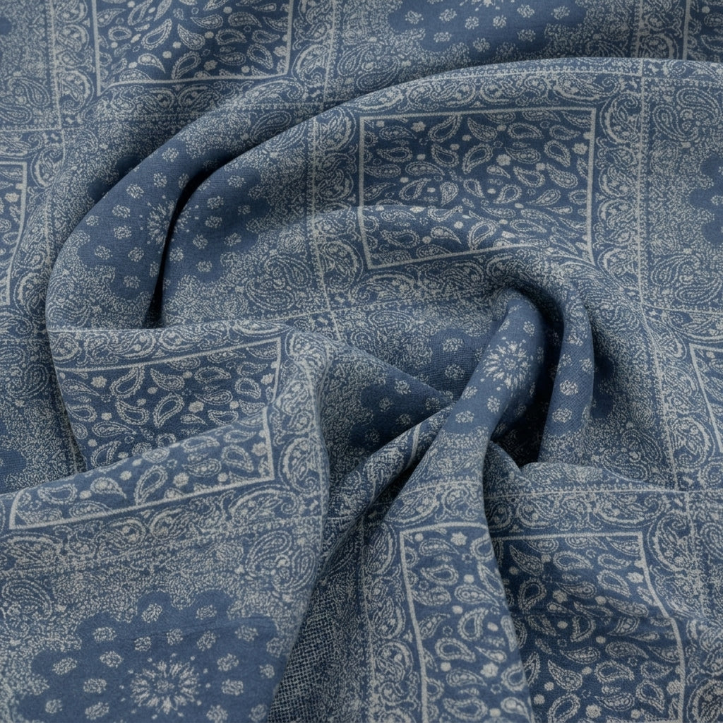 Blue Paisley Denim Fabric - EA4739