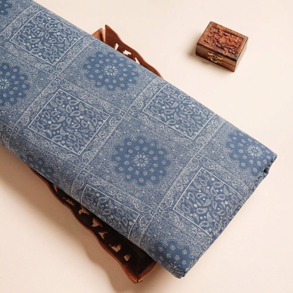 Blue Paisley Denim Fabric - EA4739