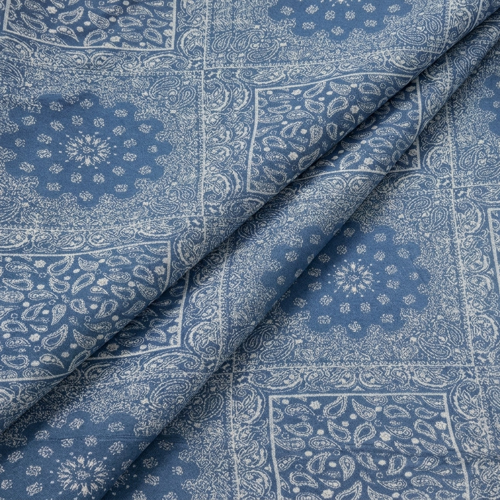 Blue Paisley Denim Fabric - EA4739