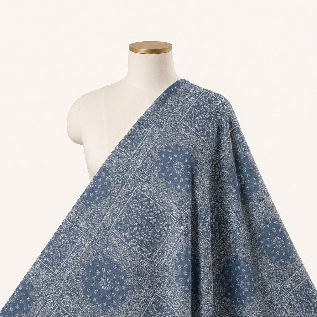 Blue Paisley Denim Fabric - EA4739