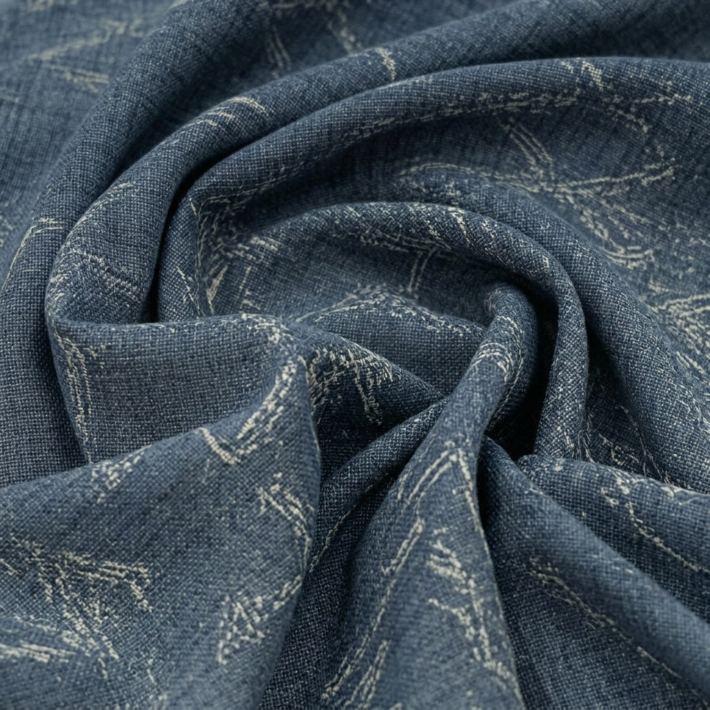 Blue Chevron Denim Fabric - EA4740