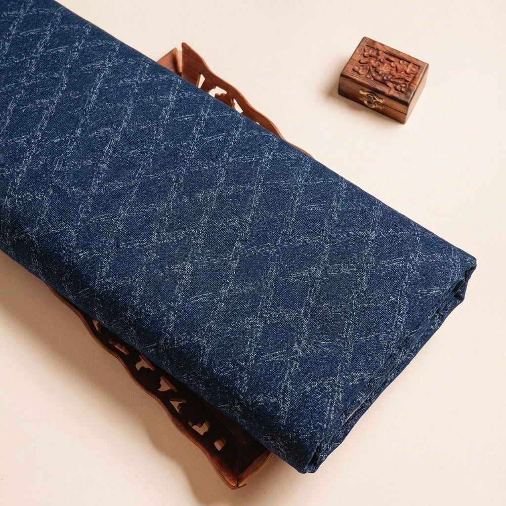 Blue Chevron Denim Fabric - EA4740