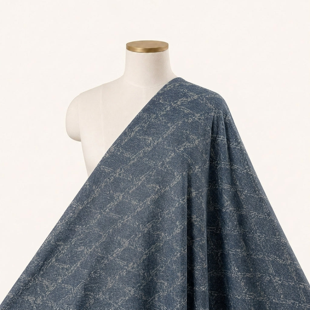 Blue Chevron Denim Fabric - EA4740