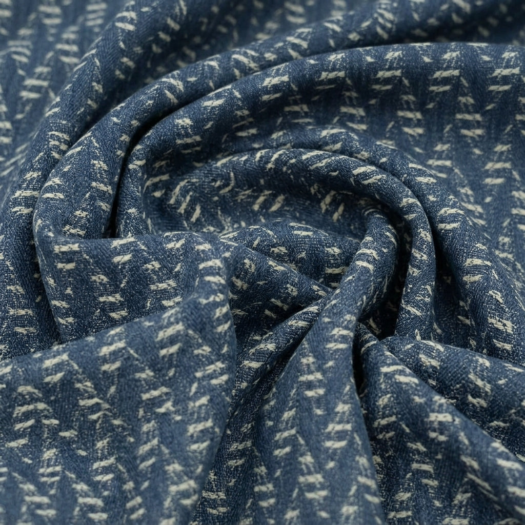 Blue Chevron Denim Fabric - EA4741