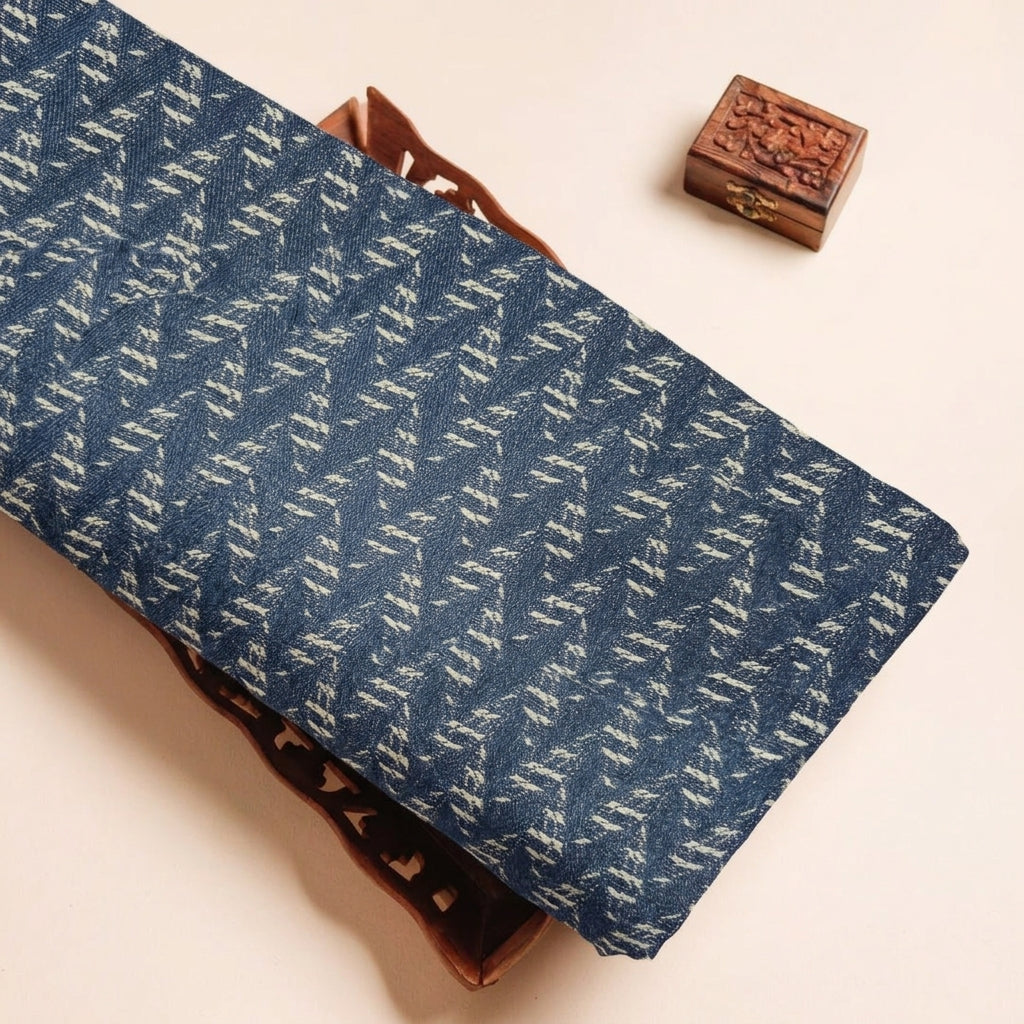 Blue Chevron Denim Fabric - EA4741