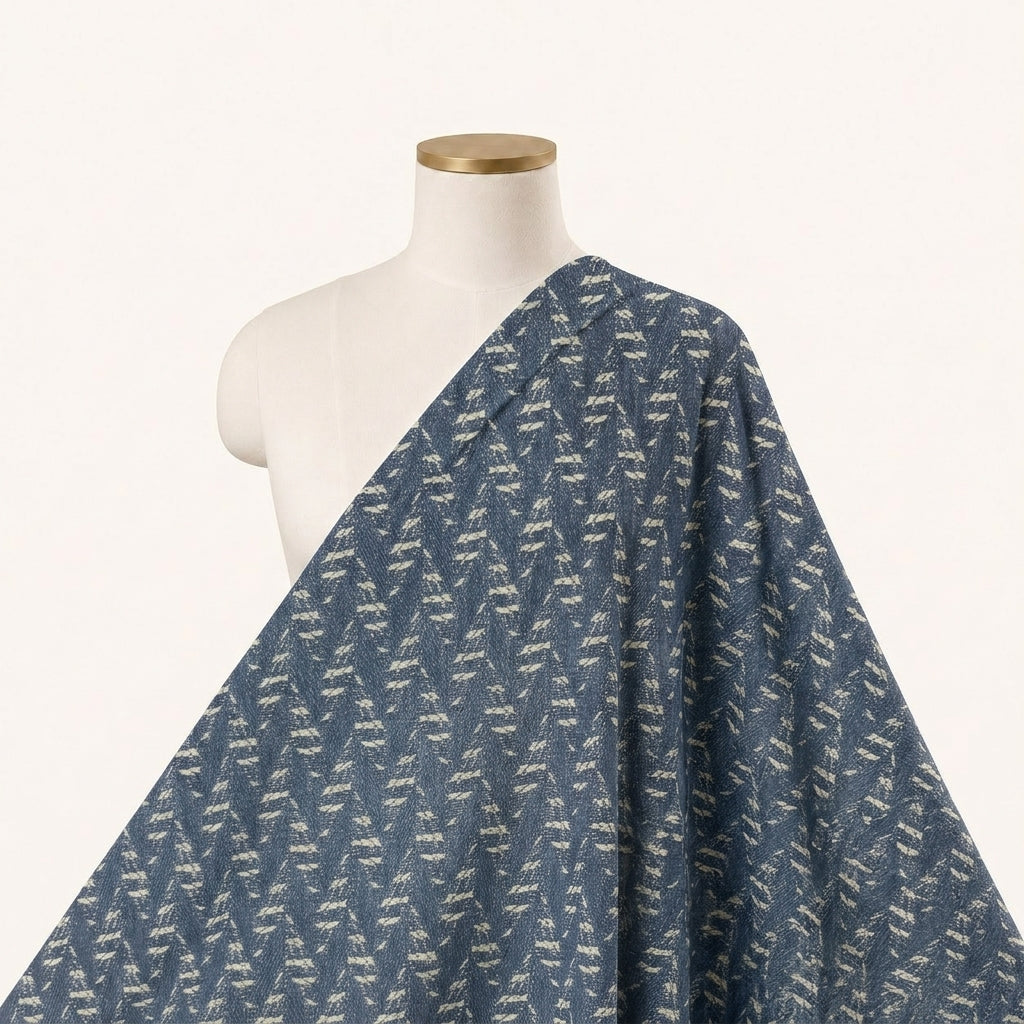 Blue Chevron Denim Fabric - EA4741