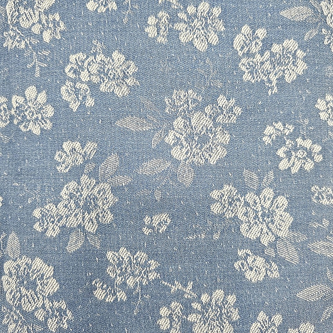Blue Floral Denim Fabric - EA4742