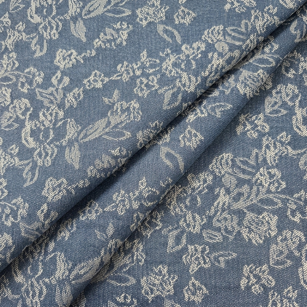 Blue Floral Denim Fabric - EA4743