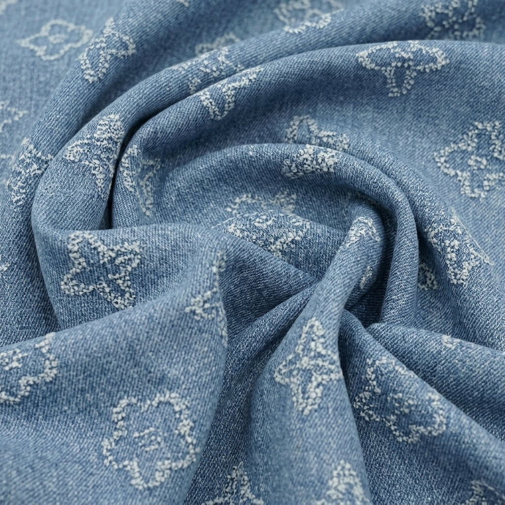 Blue Chevron Denim Fabric - EA4745