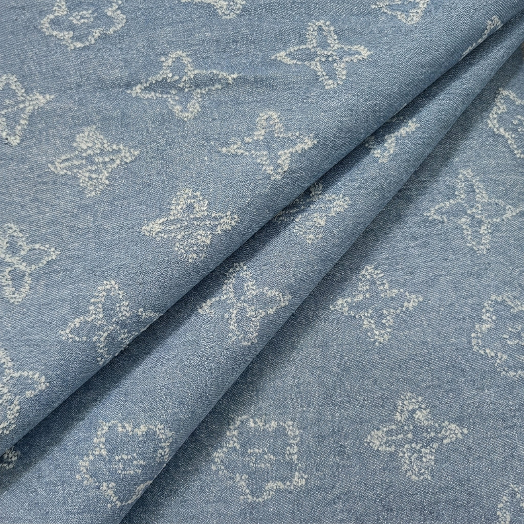 Blue Chevron Denim Fabric - EA4745