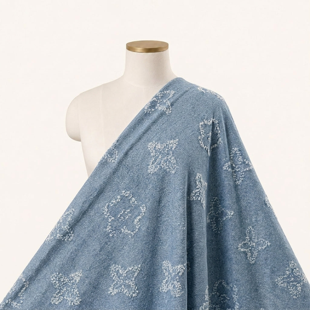 Blue Chevron Denim Fabric - EA4745