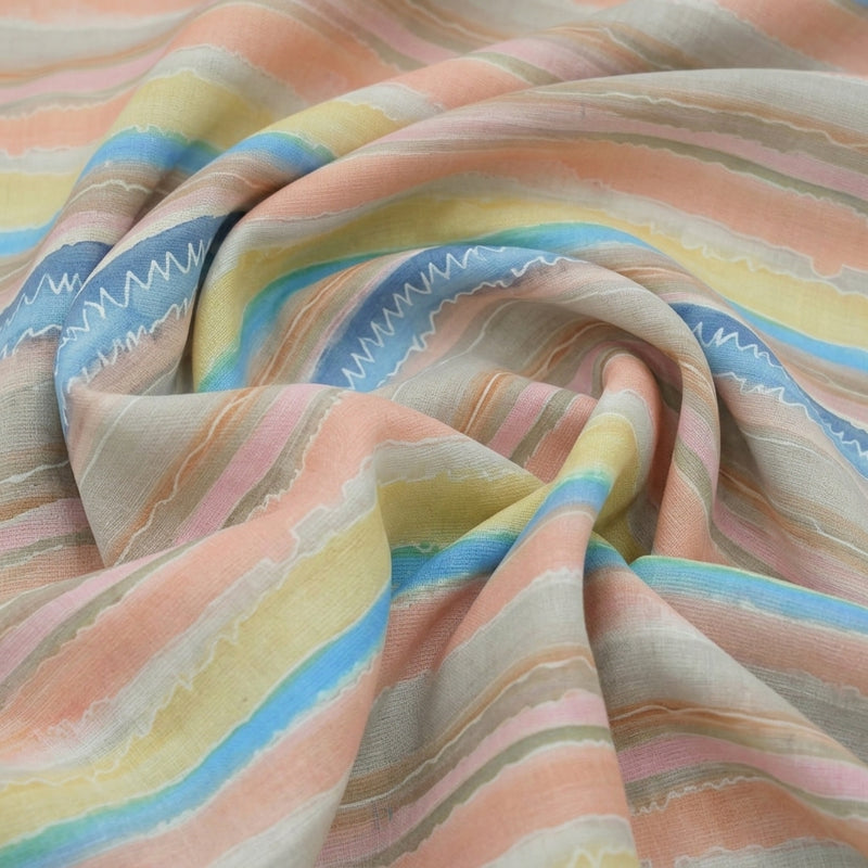 Multicolor Stripes Linen Fabric - EA4746 - EA4746 - Swirl