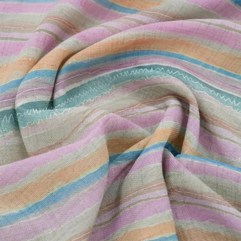 Multicolor Stripes Linen Fabric - EA4747 - EA4747 - Swirl