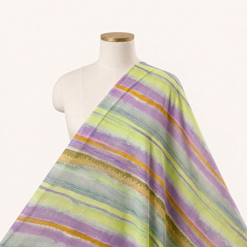 Multicolor Stripes Linen Fabric - EA4748 - EA4748 - Saree Drape