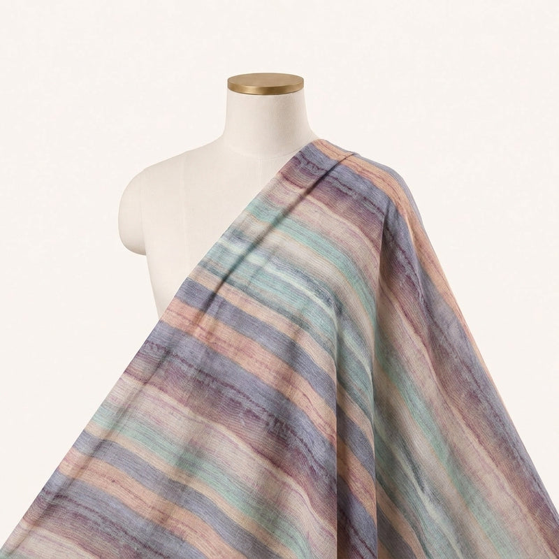 Multicolor Stripes Linen Fabric - EA4751 - EA4751 - Saree Drape