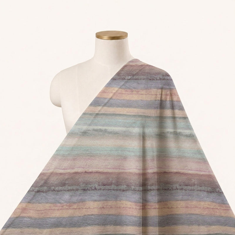 Multicolor Stripes Linen Fabric - EA4752 - EA4752 - Saree Drape