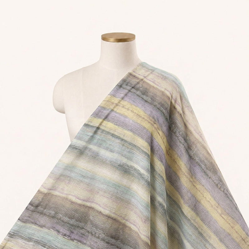 Multicolor Stripes Linen Fabric - EA4753 - EA4753 - Saree Drape