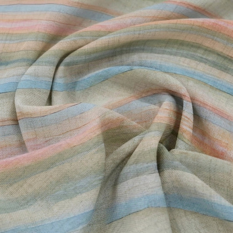 Multicolor Stripes Linen Fabric - EA4756 - EA4756 - Swirl