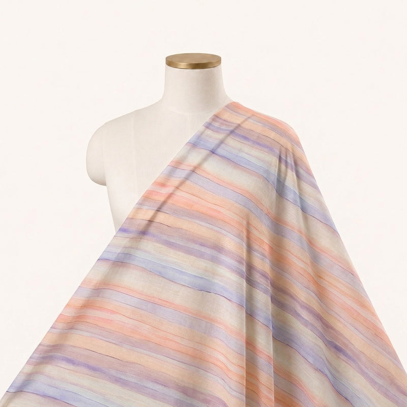 Multicolor Stripes Linen Fabric - EA4757 - EA4757 - Saree Drape