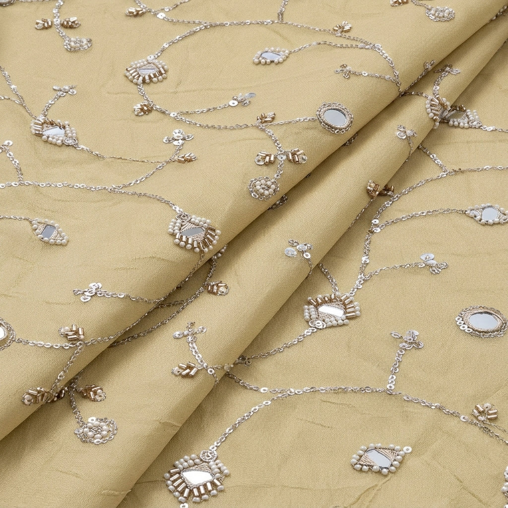 Folded Embroidery Gold Embroidery Tissue Fabric