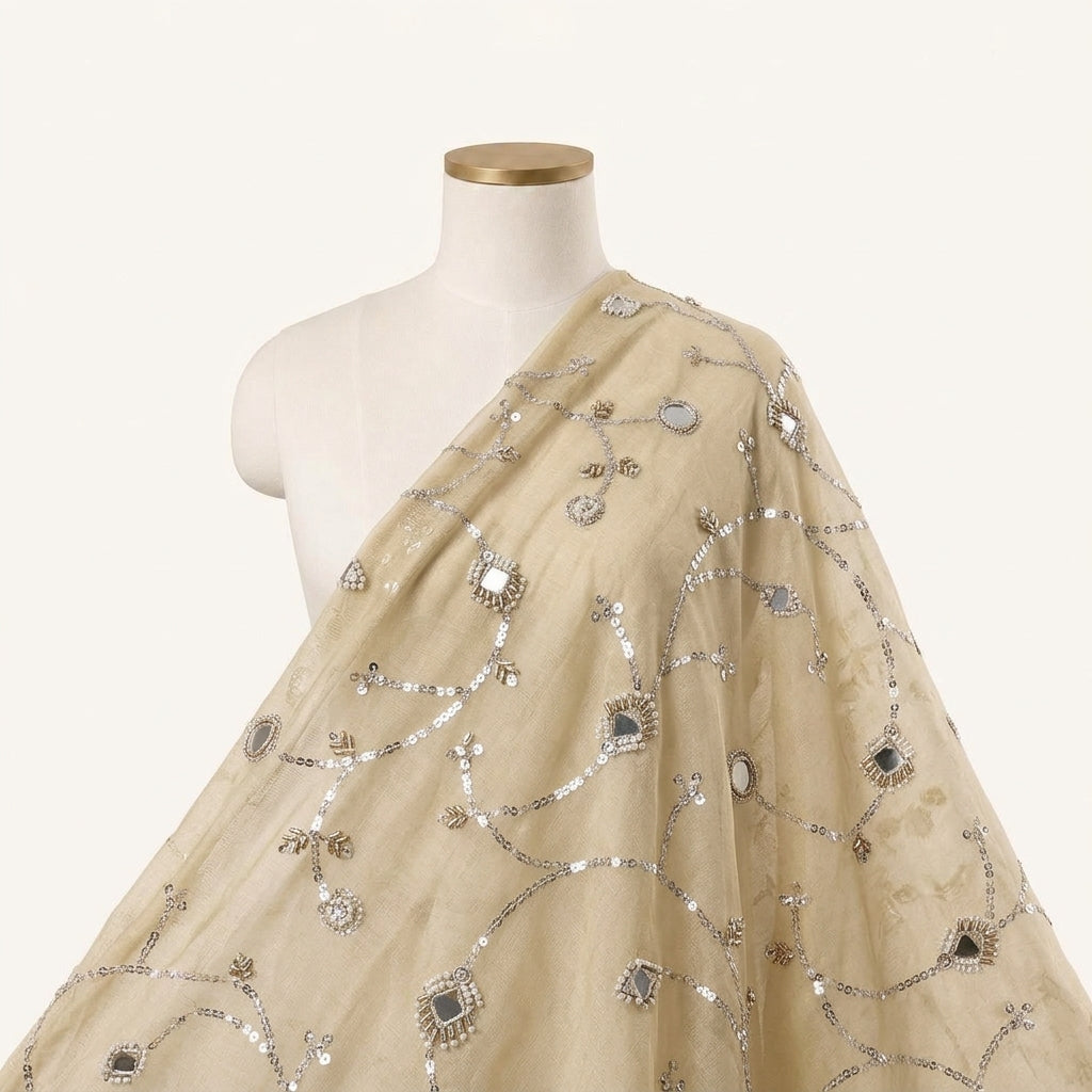 Embroidery Gold Embroidery Tissue Fabric Draped as a saree