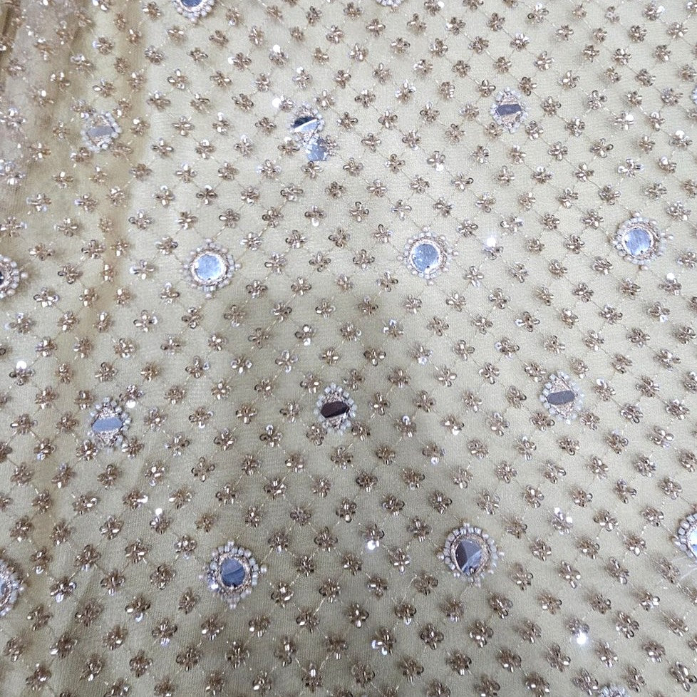 Gold Mirrowork Net Fabric - EA4777