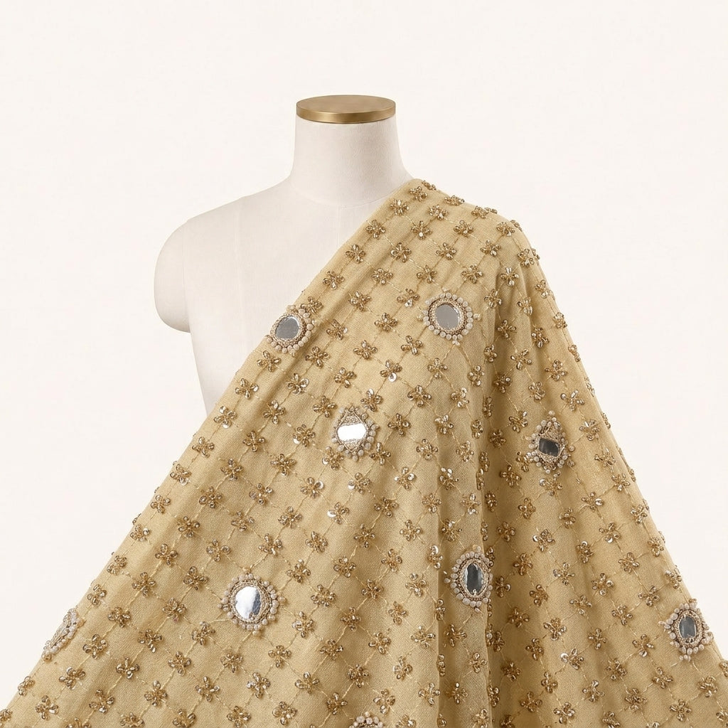 Gold Mirrowork Net Fabric - EA4777