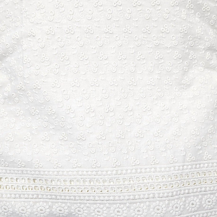 Cream Embroidery Cotton Fabric - EA4787