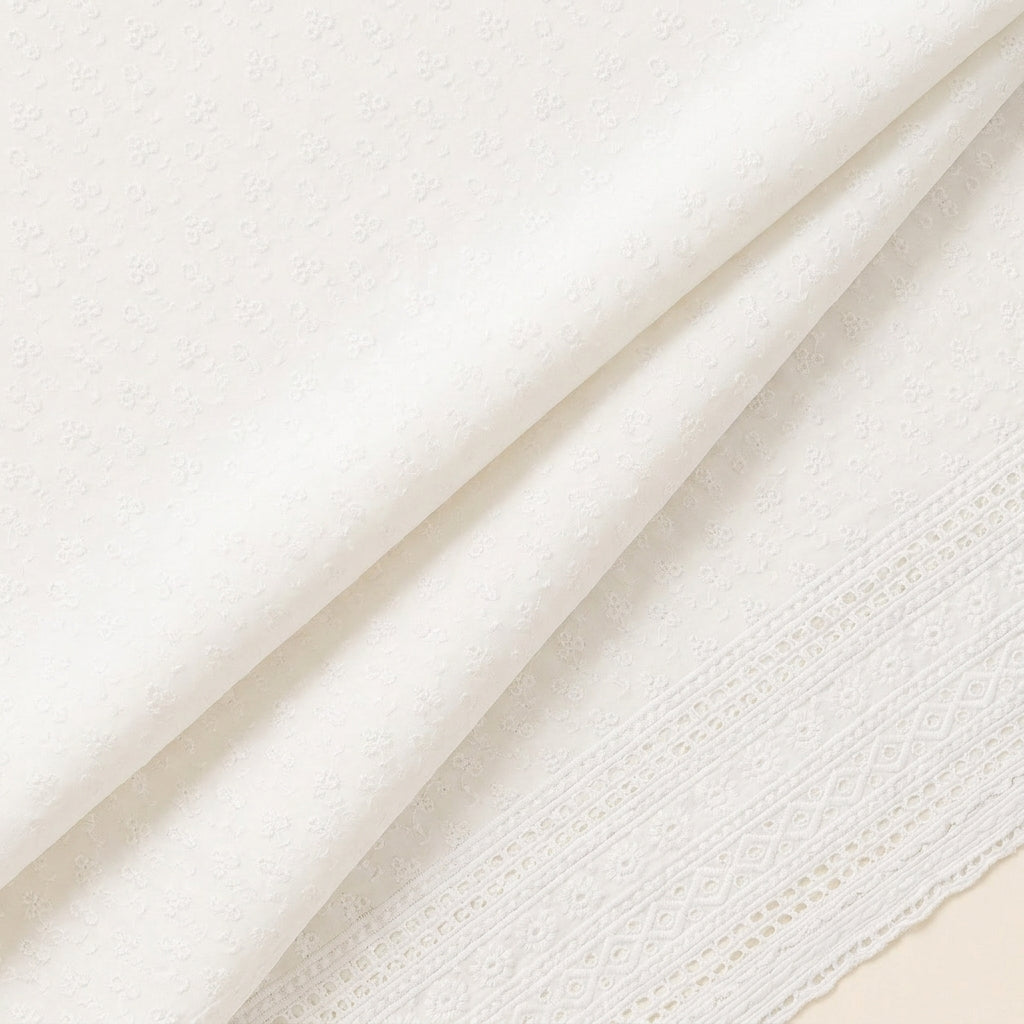 Cream Embroidery Cotton Fabric - EA4787