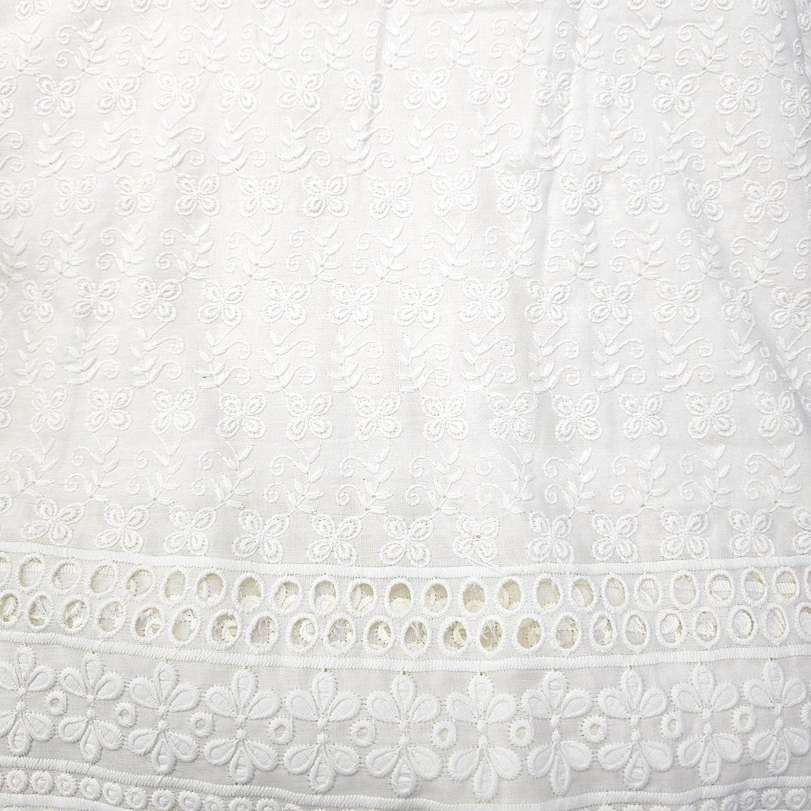 Cream Embroidery Cotton Fabric - EA4788