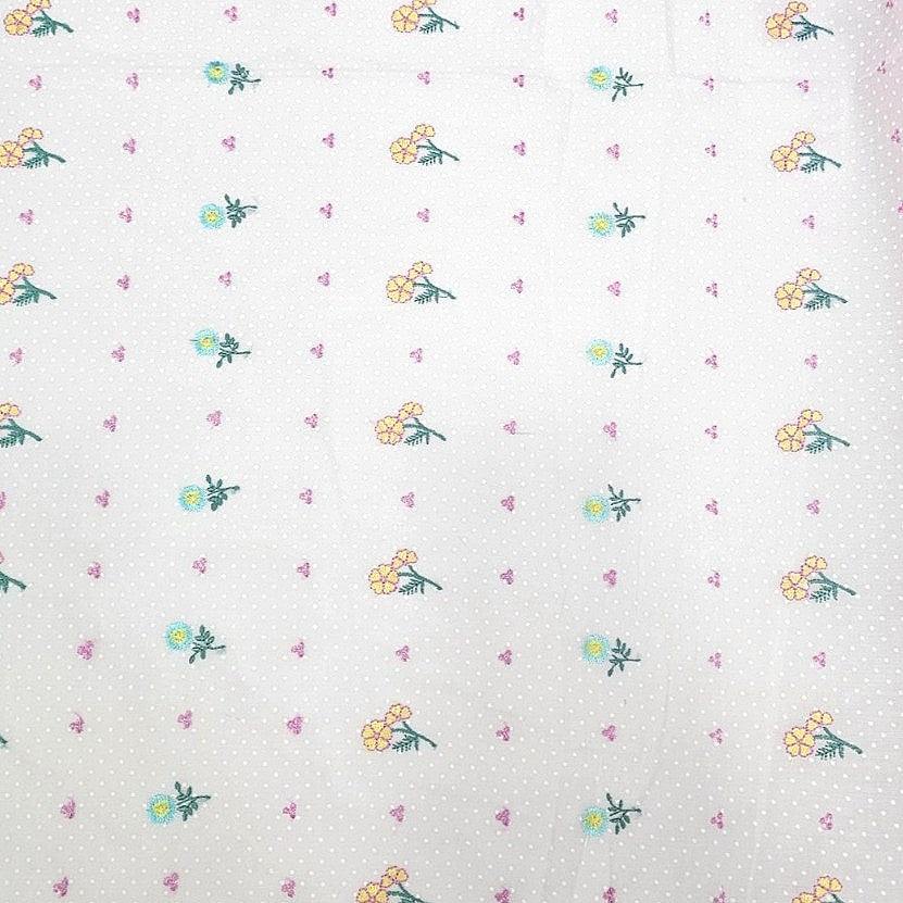 Floral Embroidery Cotton Fabric