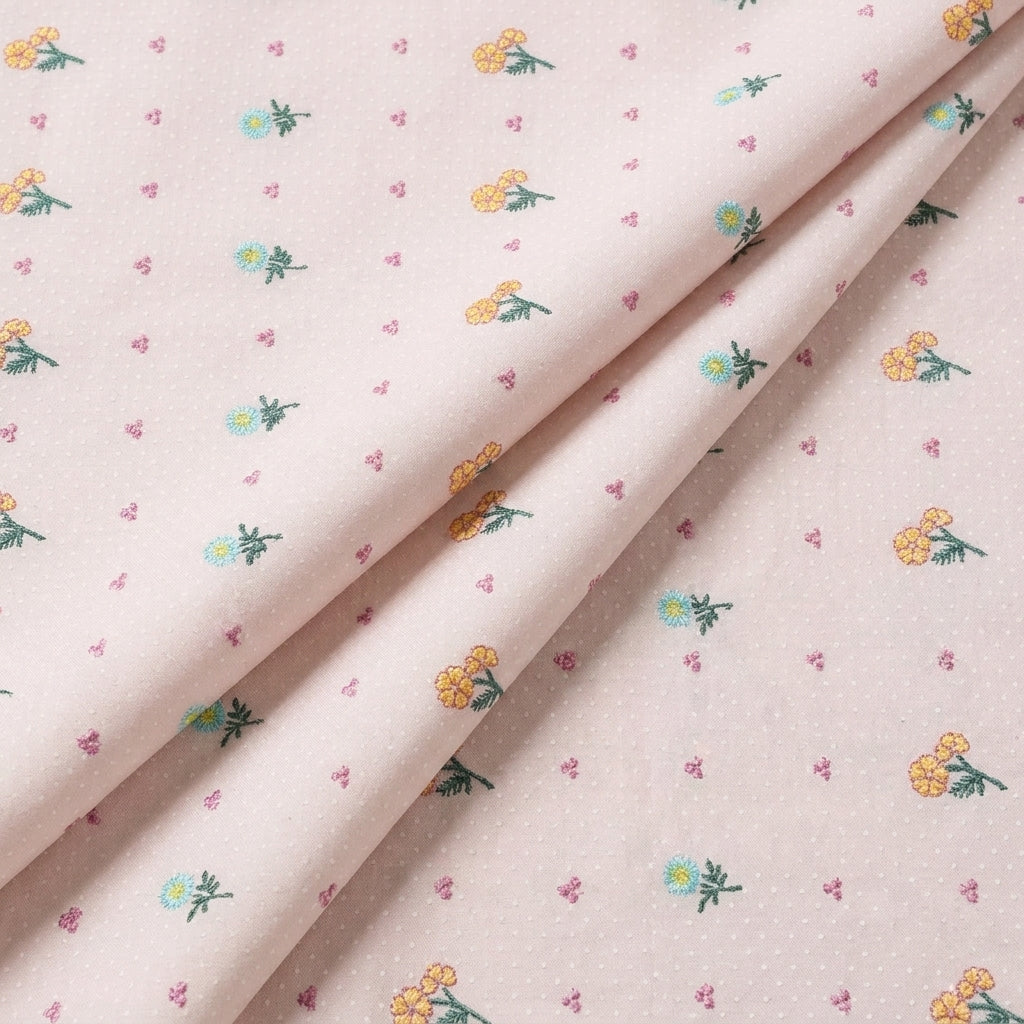 Floral Embroidery Cotton Fabric