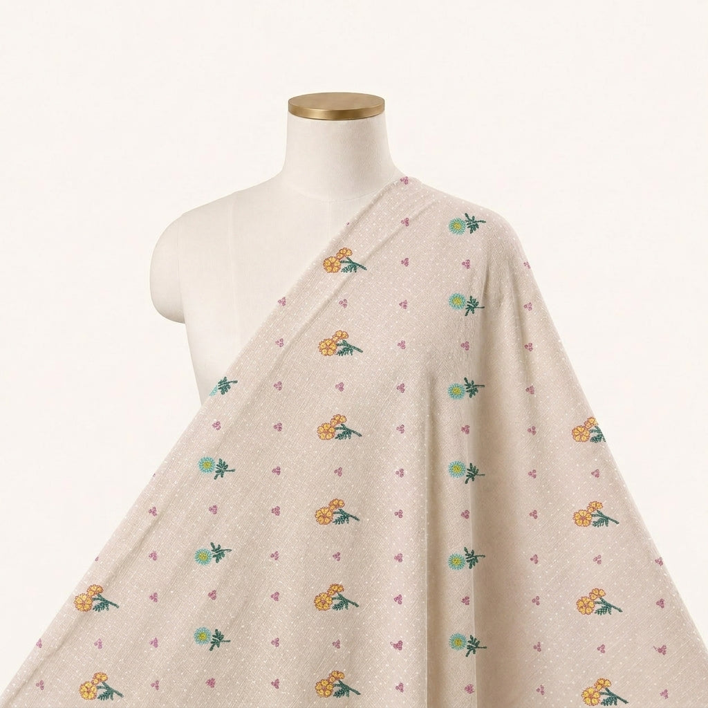 Floral Embroidery Cotton Fabric