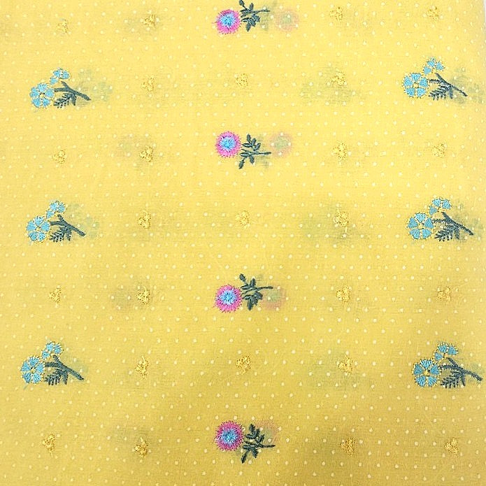 Floral Embroidery Cotton Fabric