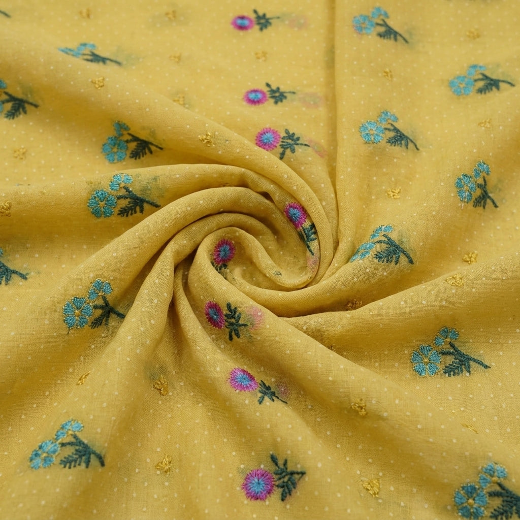 Floral Embroidery Cotton Fabric