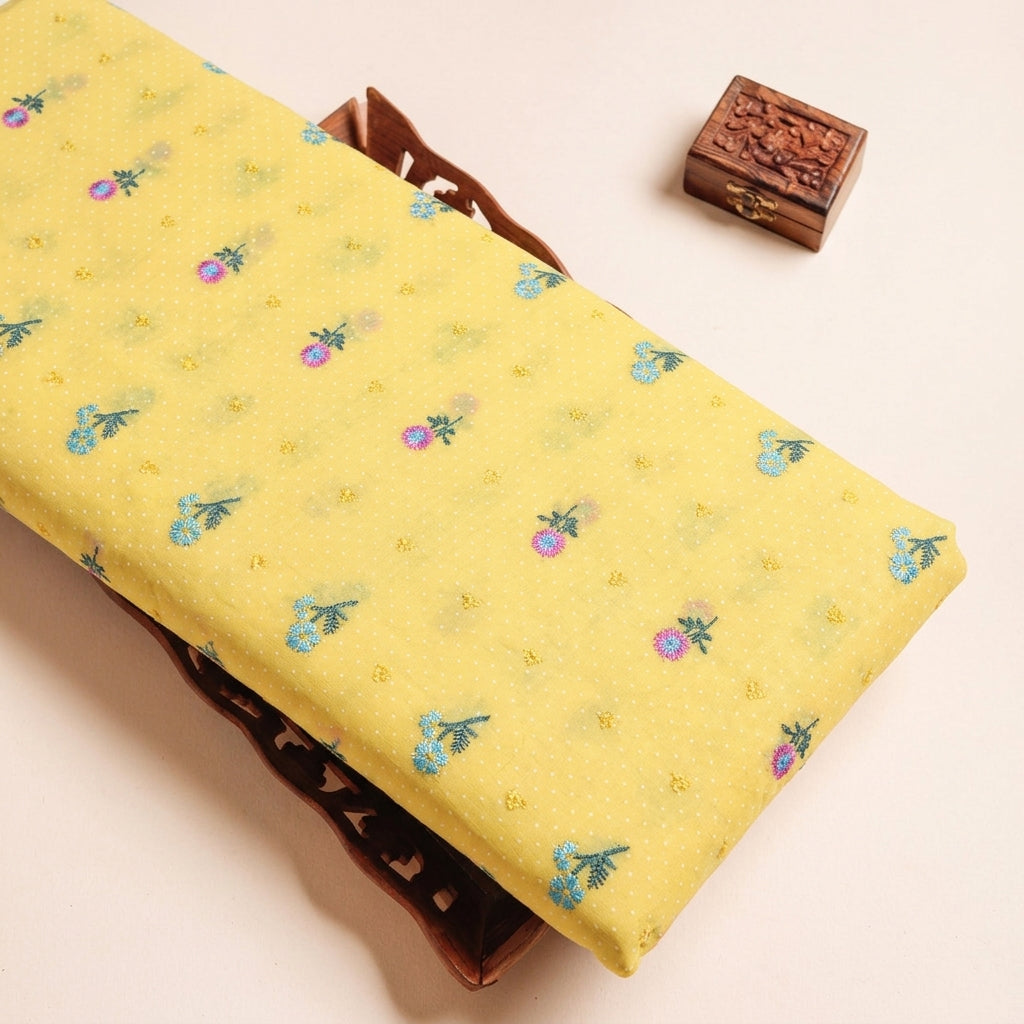 Floral Embroidery Cotton Fabric