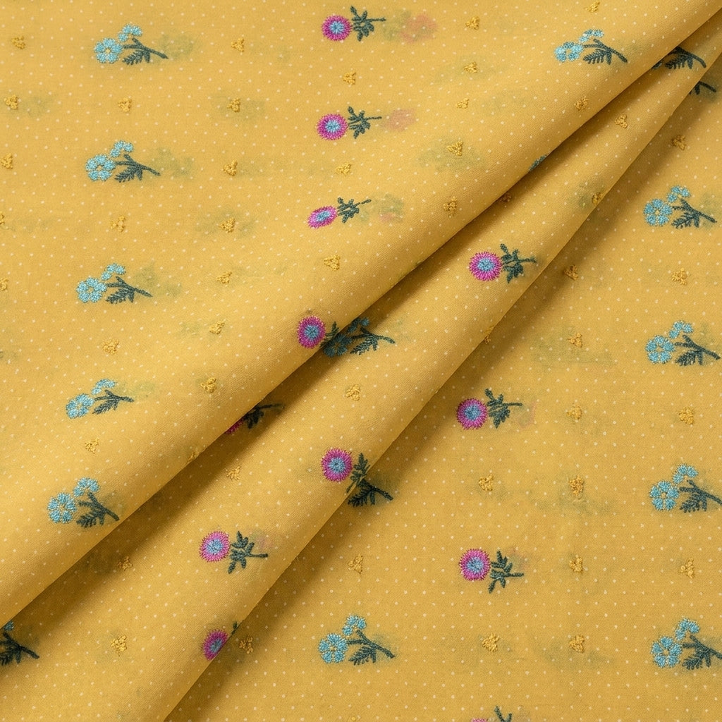 Floral Embroidery Cotton Fabric