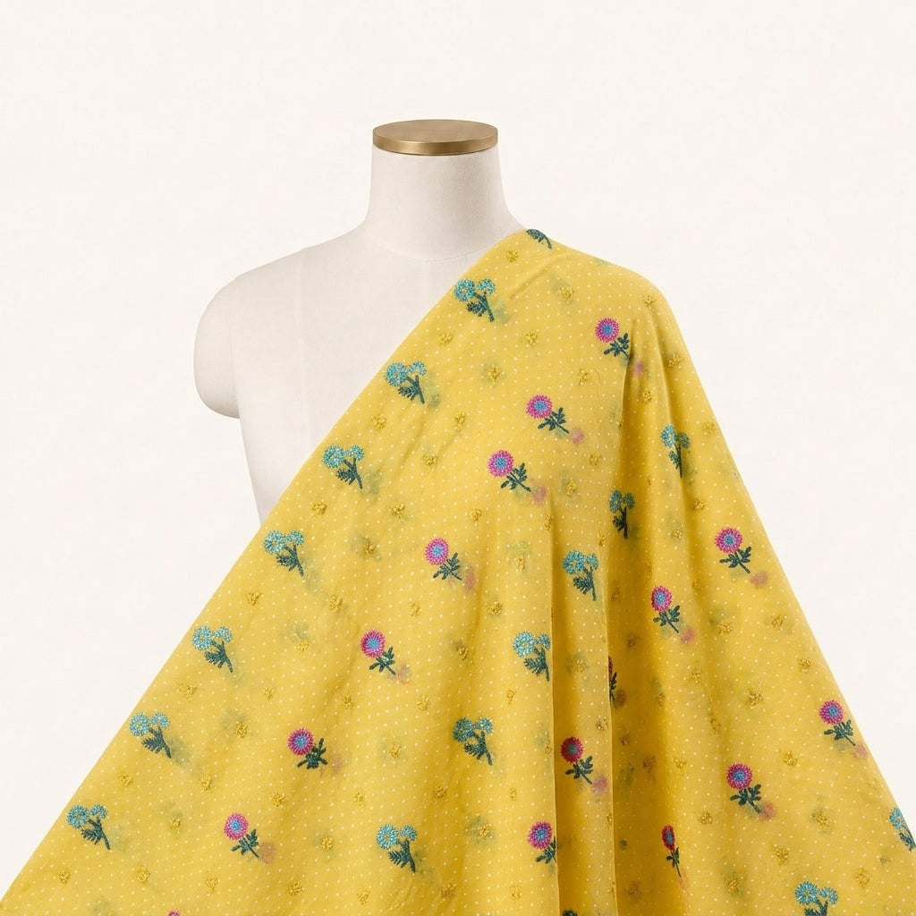 Floral Embroidery Cotton Fabric