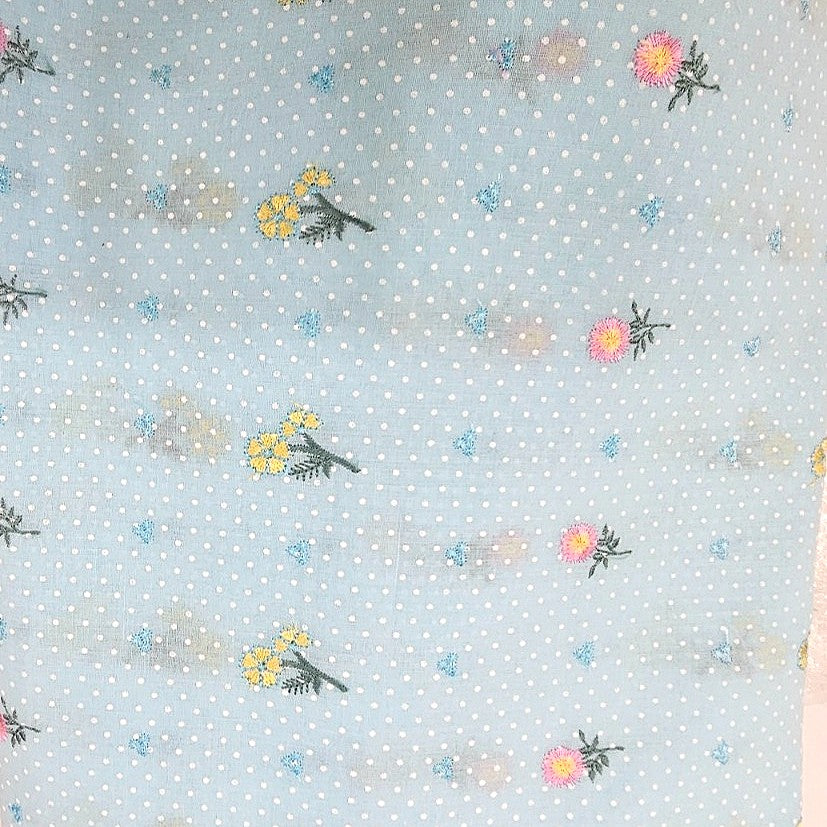 Floral Embroidery Cotton Fabric