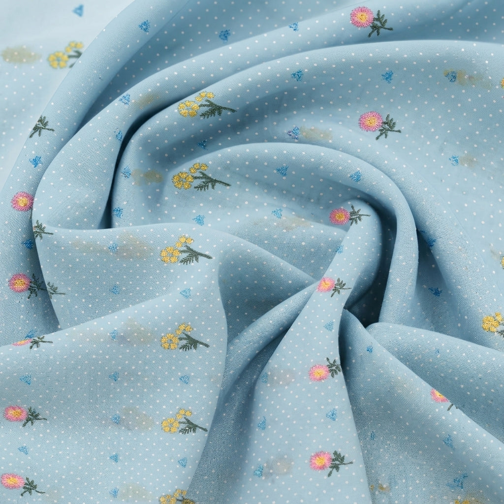 Floral Embroidery Cotton Fabric